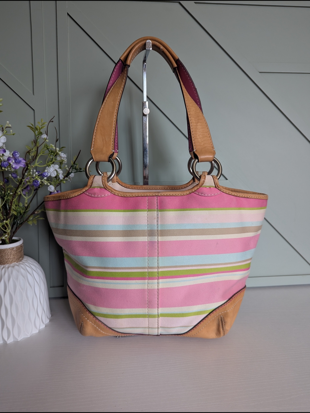 Coach Soho Twill Stripe Small Tote, a vintage - Picture 5 of 12